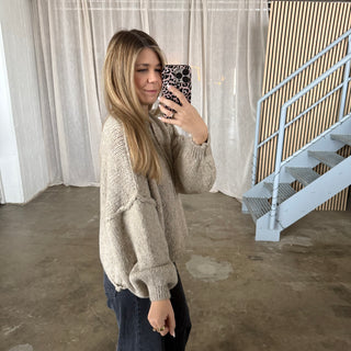 Chunky Strickjacke - Beige