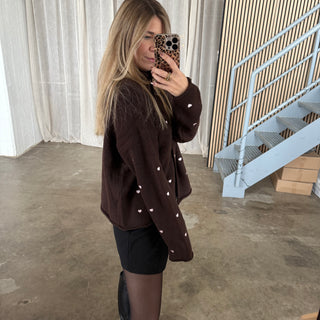 Strickjacke All Hearts - Braun