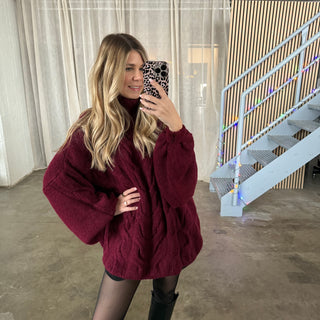 Tangled Oversized Pulli - Bordeaux
