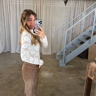 Spitzen Longsleeve SHEER - Weiß