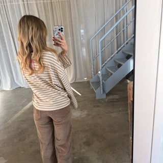 Oversize Longsleeve Stripes -  Beige x Creme