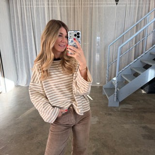 Oversize Longsleeve Stripes -  Beige x Creme