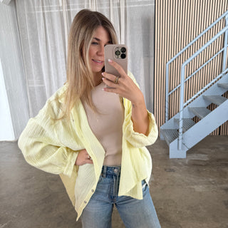 Musselinbluse Oversize - Butter Yellow