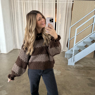 Pullover Cute Waves - Braun x Taupe