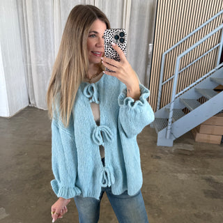 Strickjacke Schleifen - Hellblau