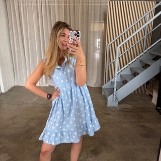 Musselinkleid Milli - Dots Hellblau