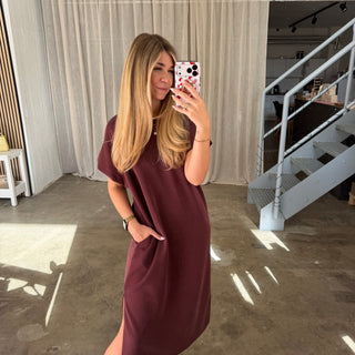 Oversize Kleid Molly - Rot-Braun