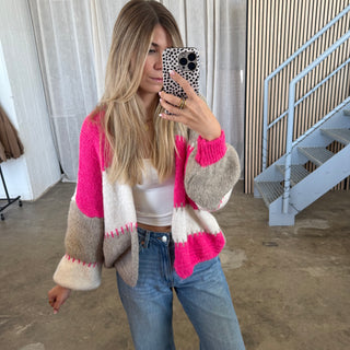 Strickjacke Karos Pinky