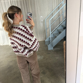 Pops Strickjacke - Bordeaux x Weiß