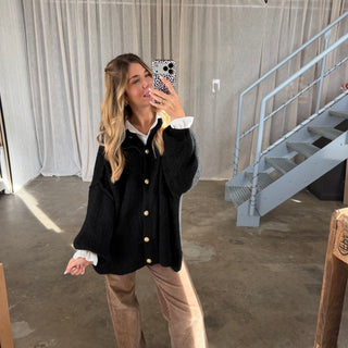 Oversized Strickjacke - Schwarz