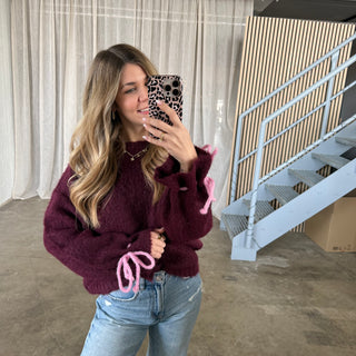 Bow Sleeve Pulli - Bordeaux