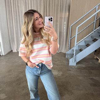 Oversize Shirt Malibu - Weiß x Rosa