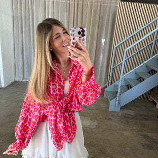 Oversize Musselinbluse Big Leo - Pink x Rosa