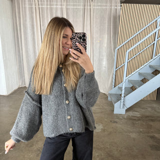 Chunky Strickjacke - Dunkelgrau