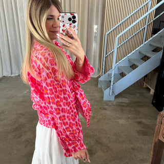 Oversize Musselinbluse Big Leo - Pink x Rosa