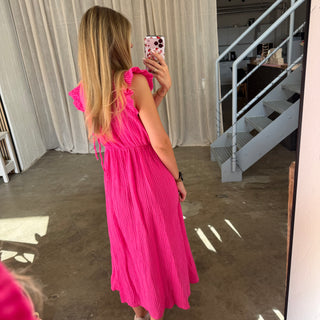 Musselinkleid Rosie - Small Stripes Pinky