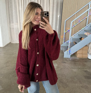 Oversized Strickjacke - Bordeaux