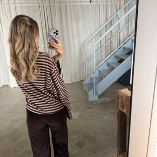 Basic Oversize Longsleeve Stripes - Beige x Braun