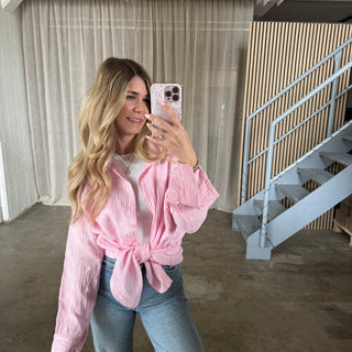 Musselinbluse Hearts - Rosa