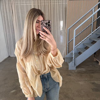 Sheer Oversize Bluse - Butter Yellow