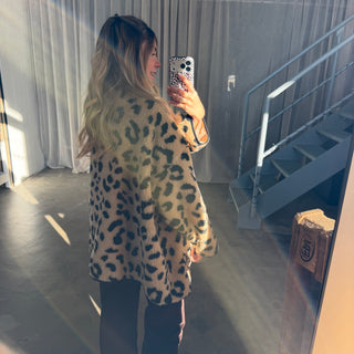 Oversized Teddy Jacke - Leo Camel