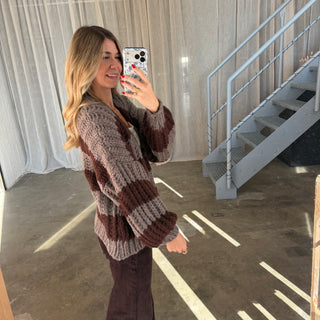Strickjacke Lima - Taupe x Braun