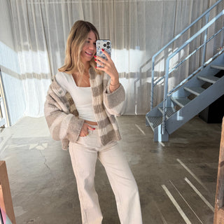 Strickjacke Mila - Beige x Creme