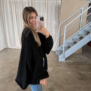 Chunky Oversize Strickjacke - Schwarz
