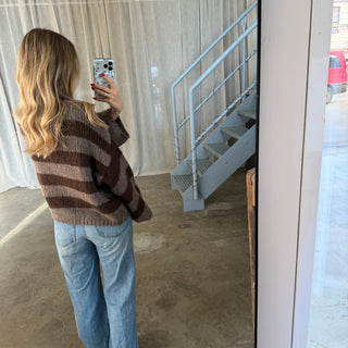 Strickjacke Mila - Taupe x Braun