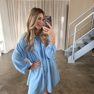 Basic Blusenkleid - Blau