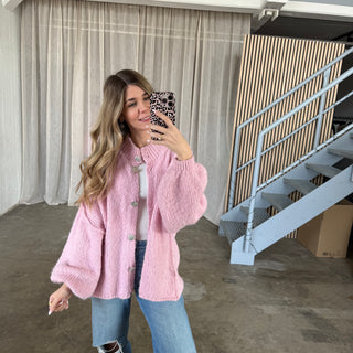 Midsize Strickjacke Perlmutt - Rosa