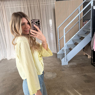 Leinen Bluse Shorty - Butter Yellow