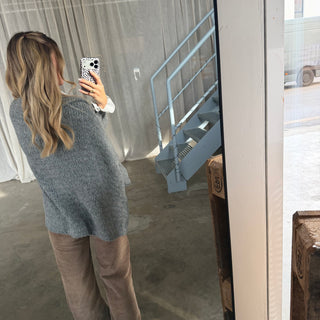 Oversized Strickjacke - Grau