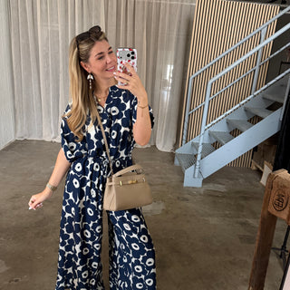 Bluse Amalfi Bloom - Navi Blau
