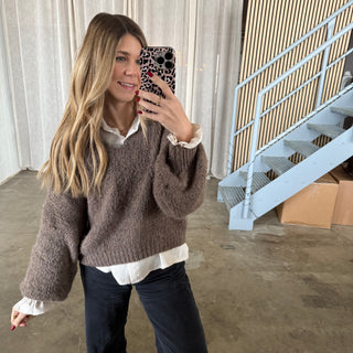 Spitzen Pulli - Taupe