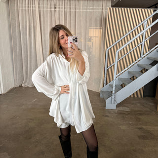 Blusen-Kleid - Weiß