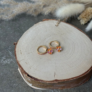 Sparkling Flower Creolen I Strass Gold