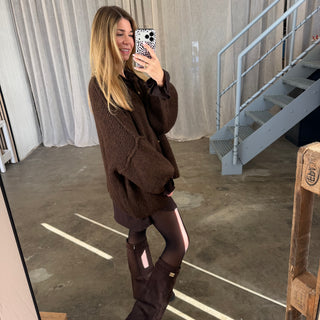 Rüschen Blusenkleid - Espresso (NEU)