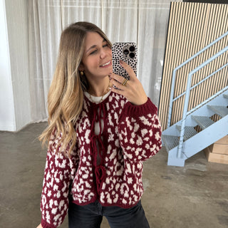 Leo Strickjacke Schleifen - Bordeaux