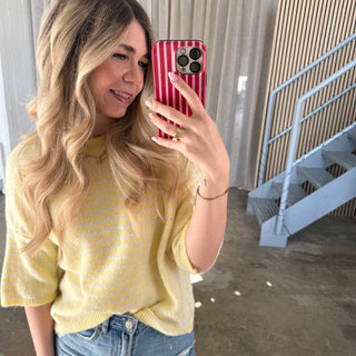 Strickshirt Small Stripes - Butter Yellow x Creme