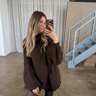 Oversized Pulli - Dunkelbraun