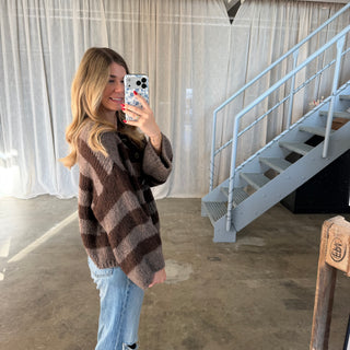 Strickjacke Mila - Taupe x Braun