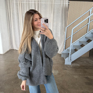 Chunky Oversize Strickjacke - Grau