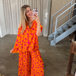 Bluse Amalfi Bloom - Orange