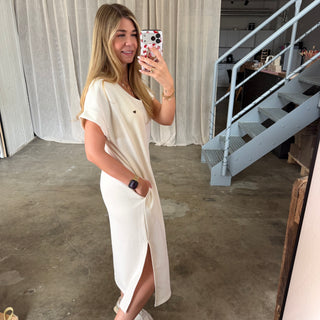 Oversize Kleid Molly - V Neck Creme