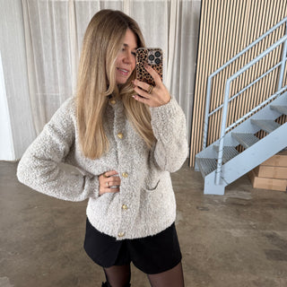 Strickjacke Boucle - Creme