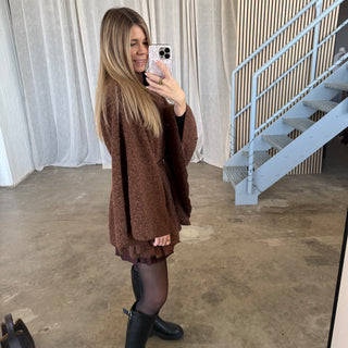 Langarm Poncho - Browny