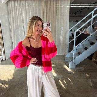 Strickjacke Lima - Neon Pink x Rot