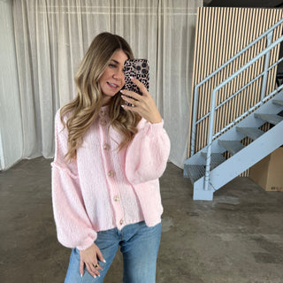 Chunky Strickjacke - Babyrosa