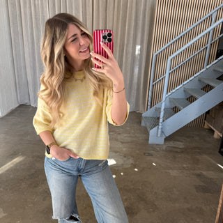 Strickshirt Small Stripes - Butter Yellow x Creme